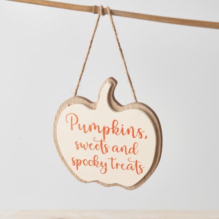 Spooky Treats Pumpkin Hanging Sign